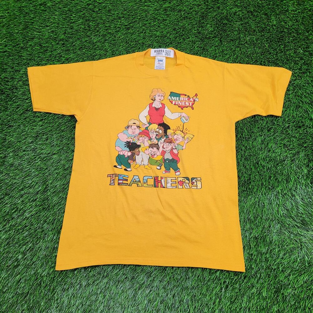 Vintage 90s Funny Sarcasm Teacher's Day Shirt Womens S/M 18x25 Yellow